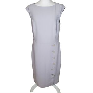 LTD Gray Sheath Dress, Crewneck Cap Sleeve Bodycon Office Midi Dress Sz M